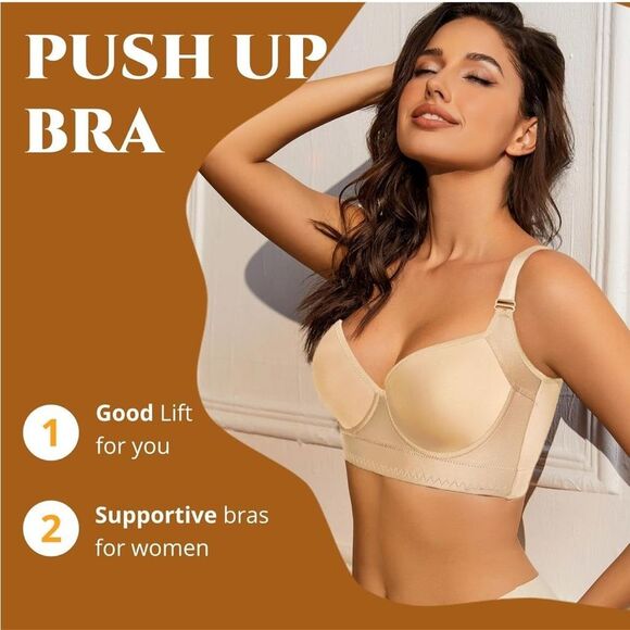 NEW Nude Push Up Daisy Comfortable Back Smoothing Bra 38F - Picture 2 of 7